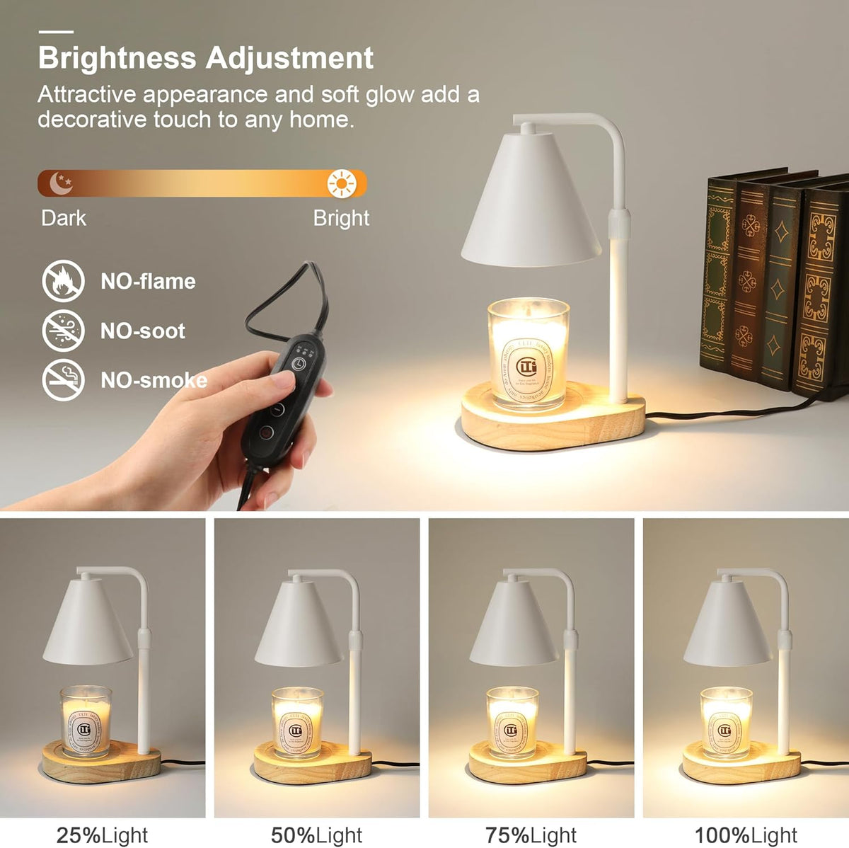 Candle Warmer Lamp with Timer, Adjustable Height Dimmable, 2 Bulbs G903239