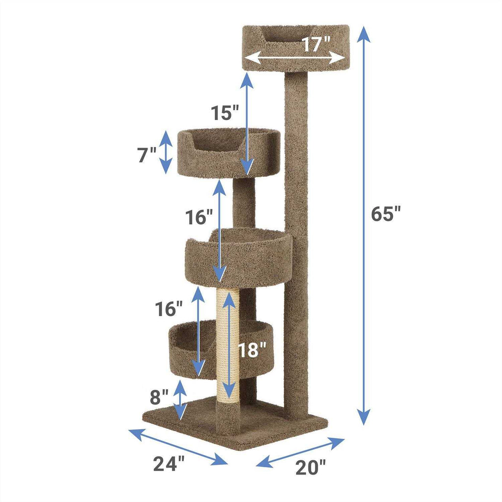 65-in Real Carpet Wooden Cat Tree U49108