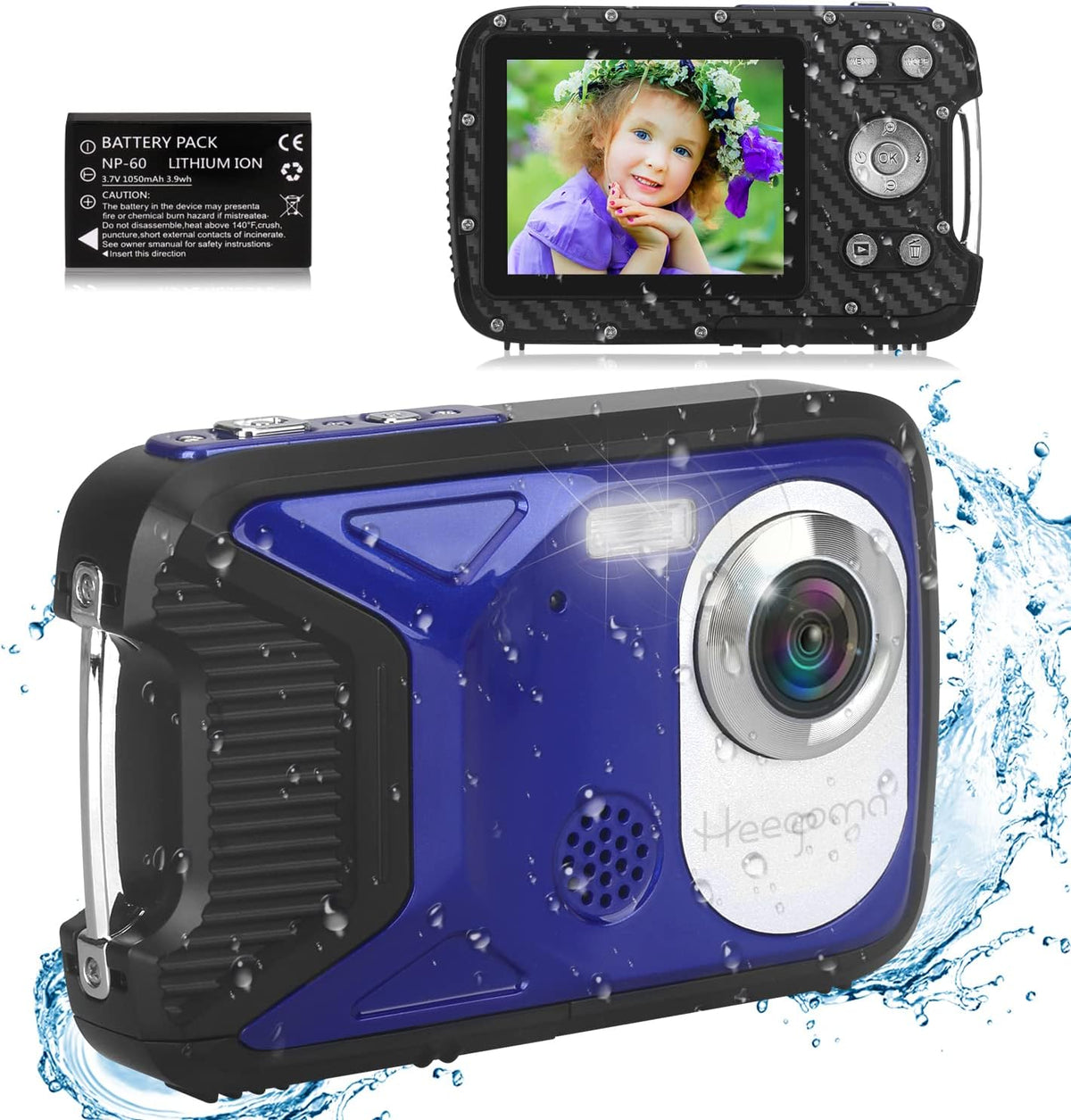 Waterproof 1080P 21MP Digital Camera with 2.8 LCD Screen 8X Zoom A4613