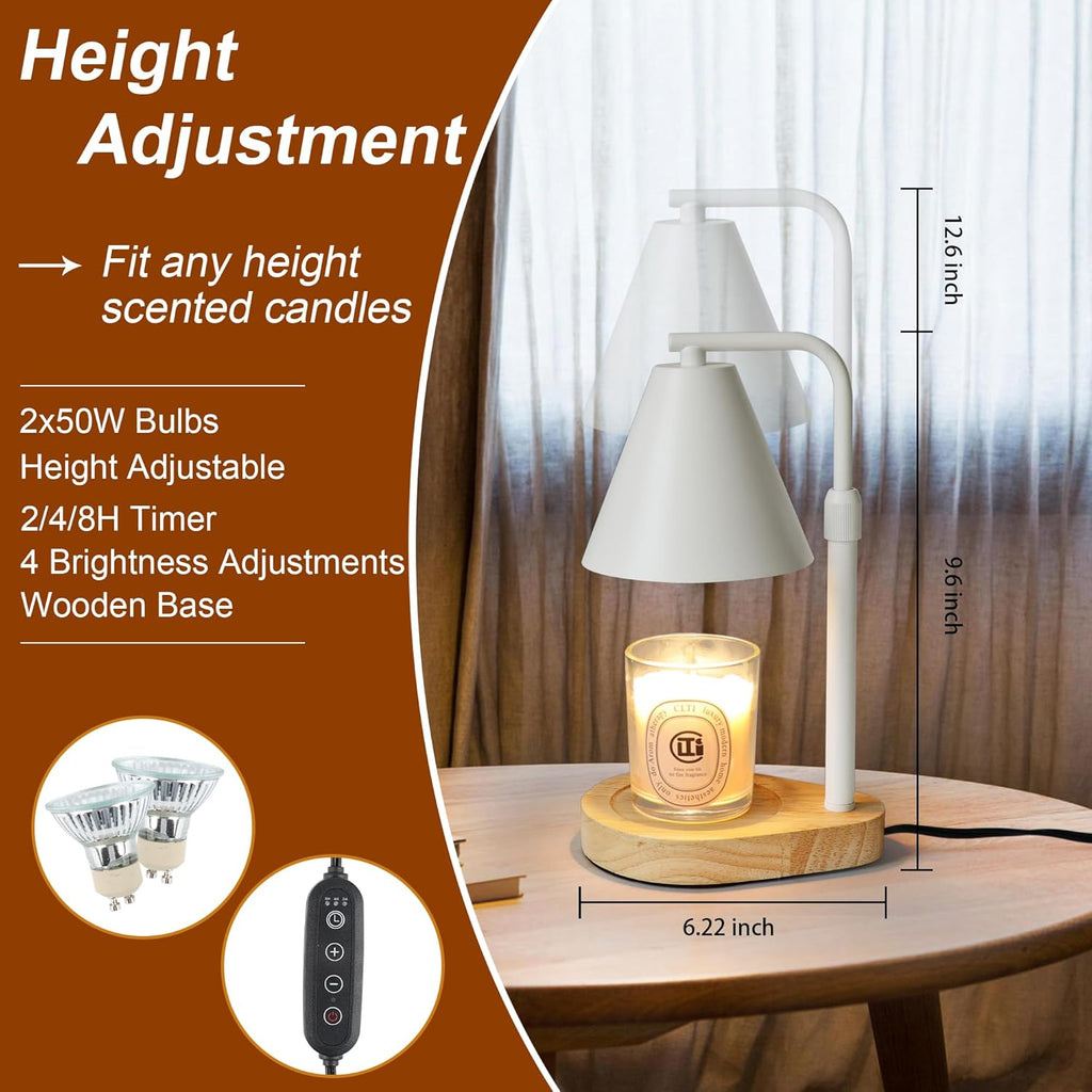 Candle Warmer Lamp with Timer, Adjustable Height Dimmable, 2 Bulbs G903239