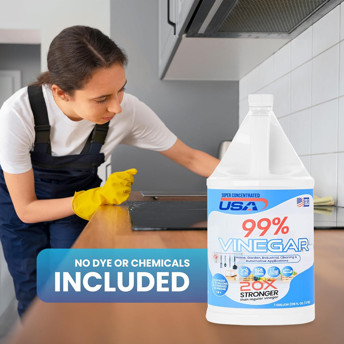 99% Pure Vinegar - 1 Gallon Concentrated Cleaner H81484
