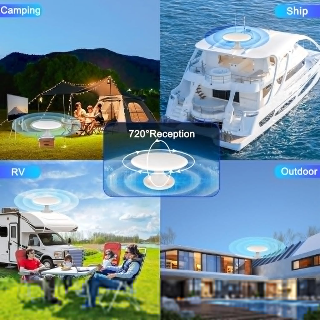 White 720° Omni Directional Digital HD TV Antenna with 35ft Cable Y47376