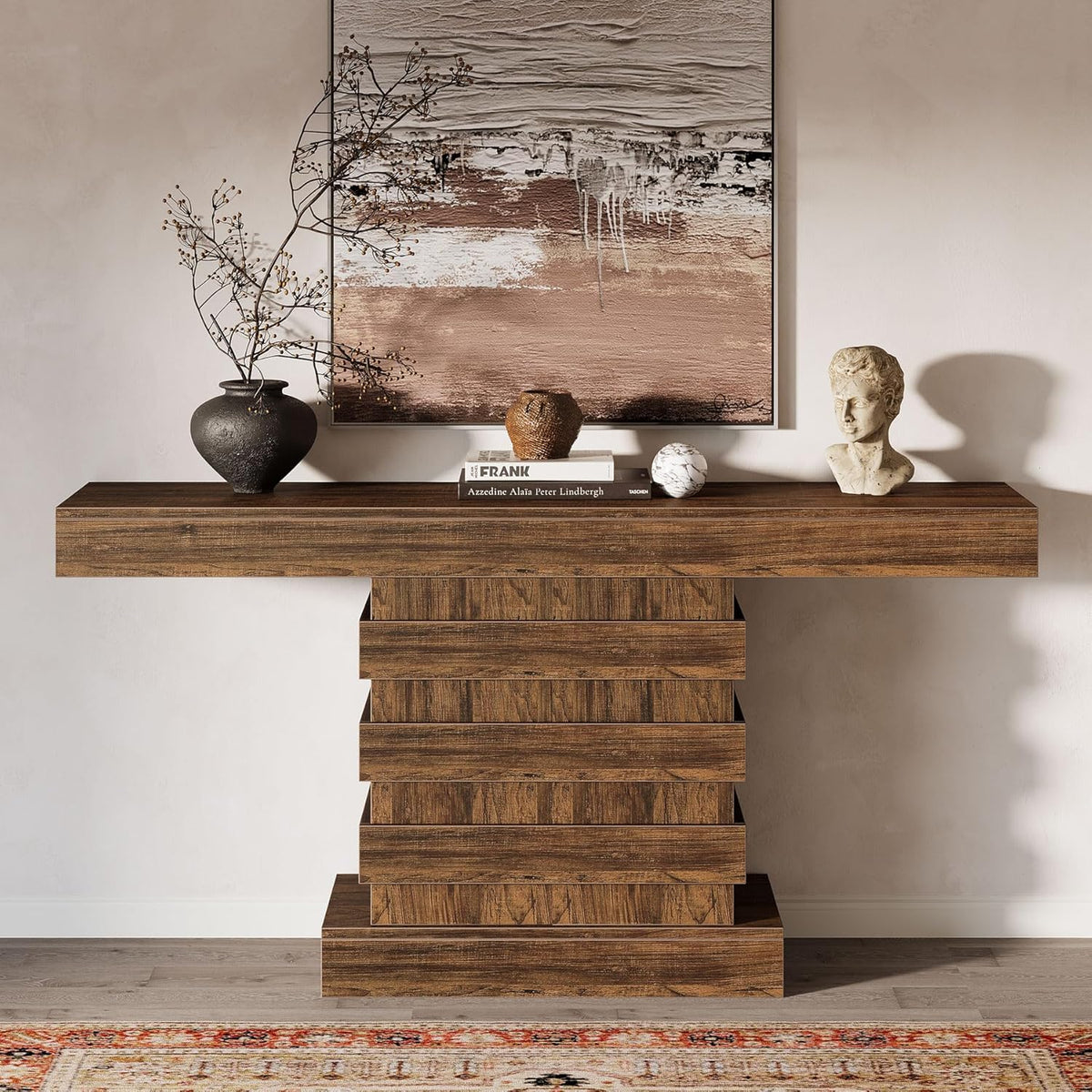 Rustic Brown 63-Inch Wooden Console Table L17707