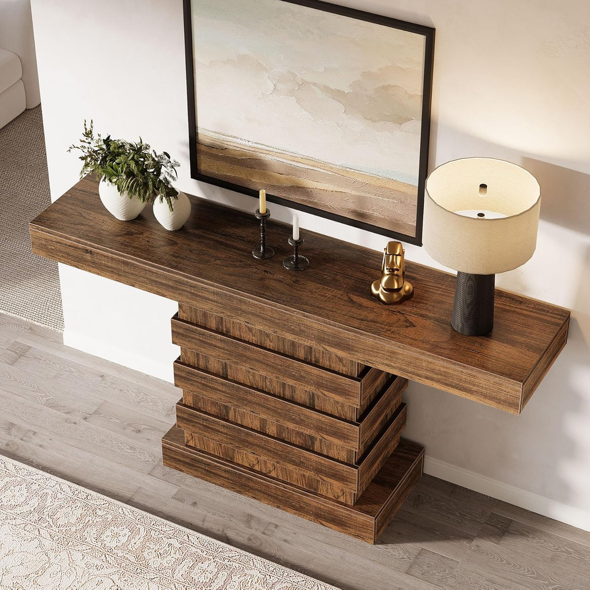 Rustic Brown 63-Inch Wooden Console Table L17707