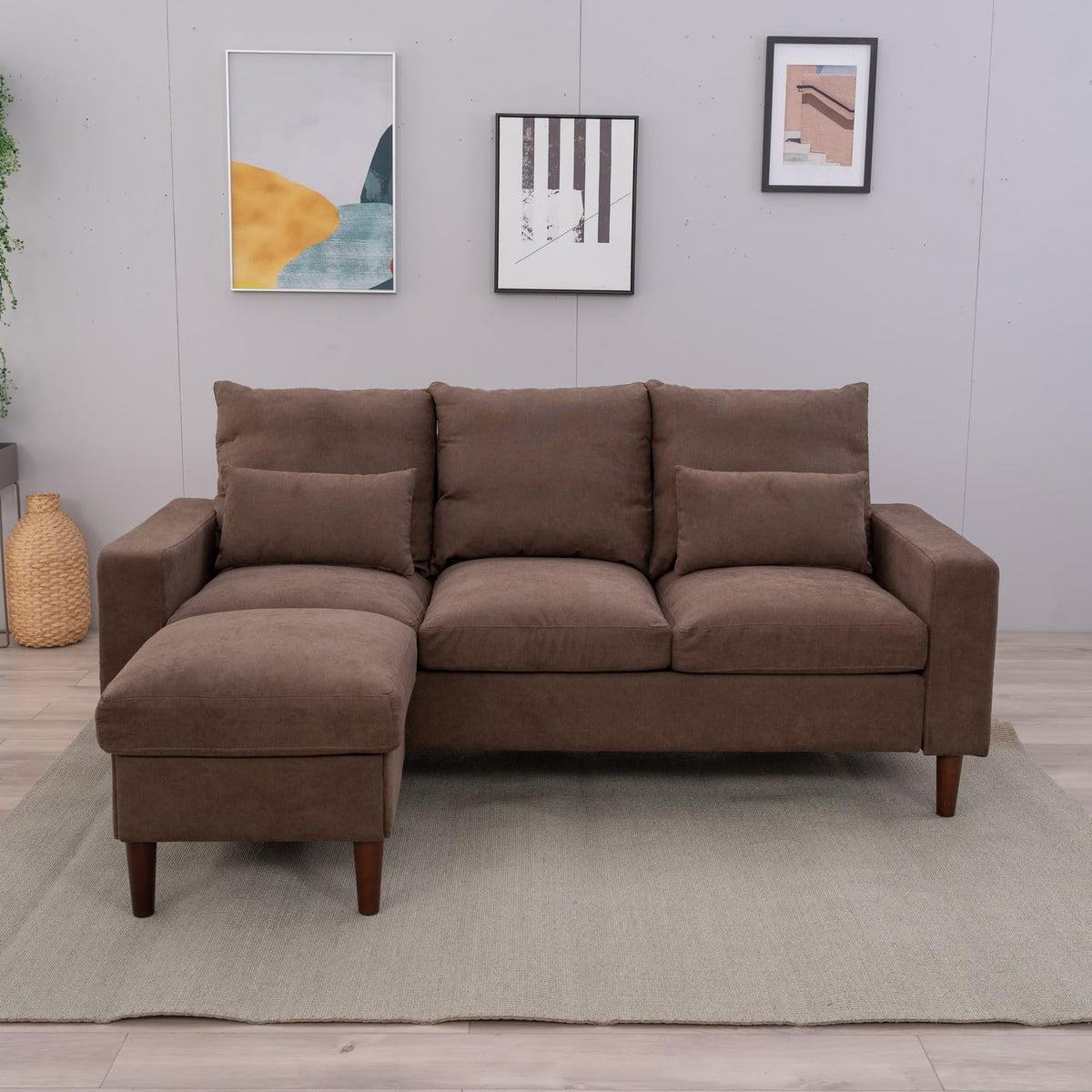 Convertible Sectional L-Shaped Fabric Sofa T813