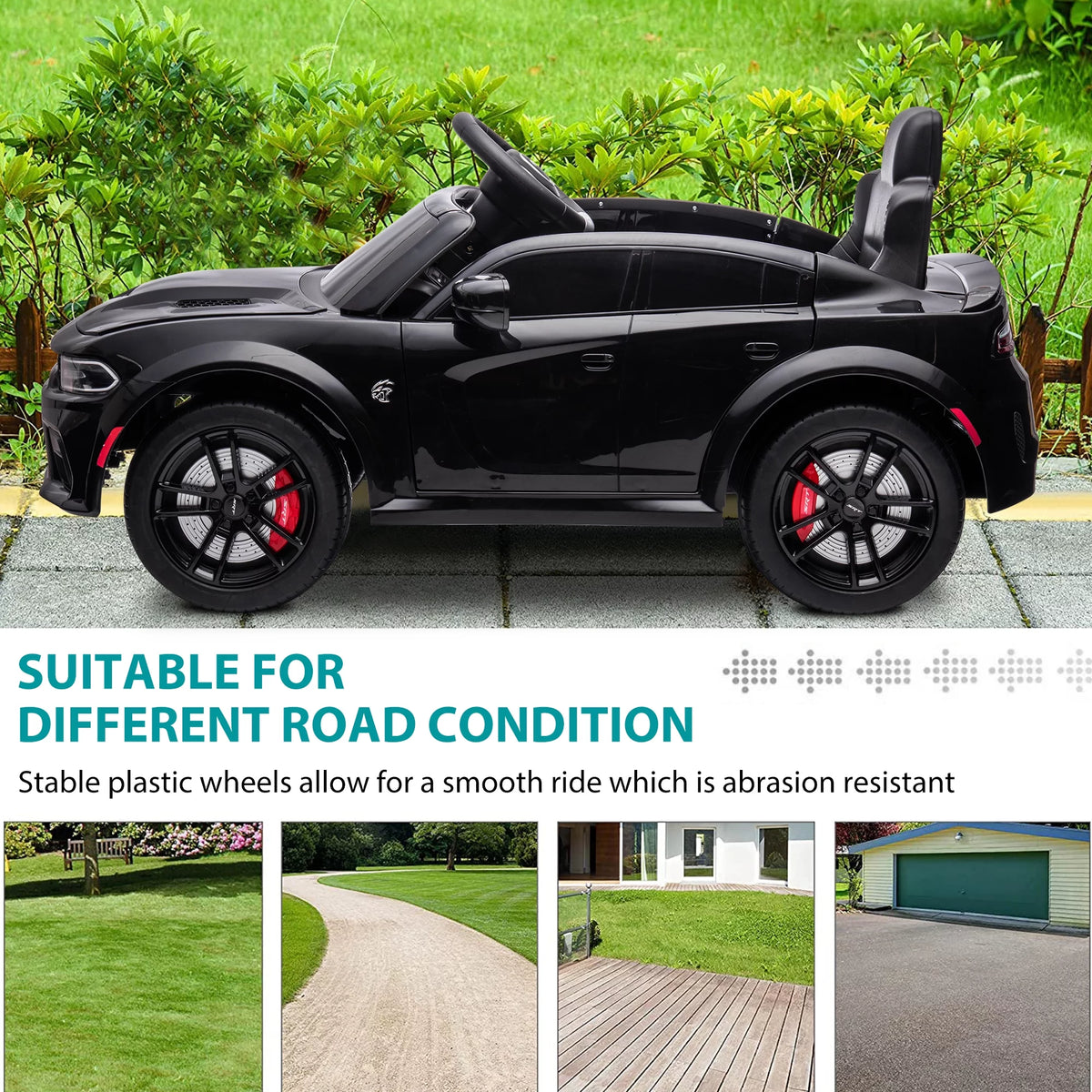 12V Black Dodge Charger Ride On Car with Remote Control J5100