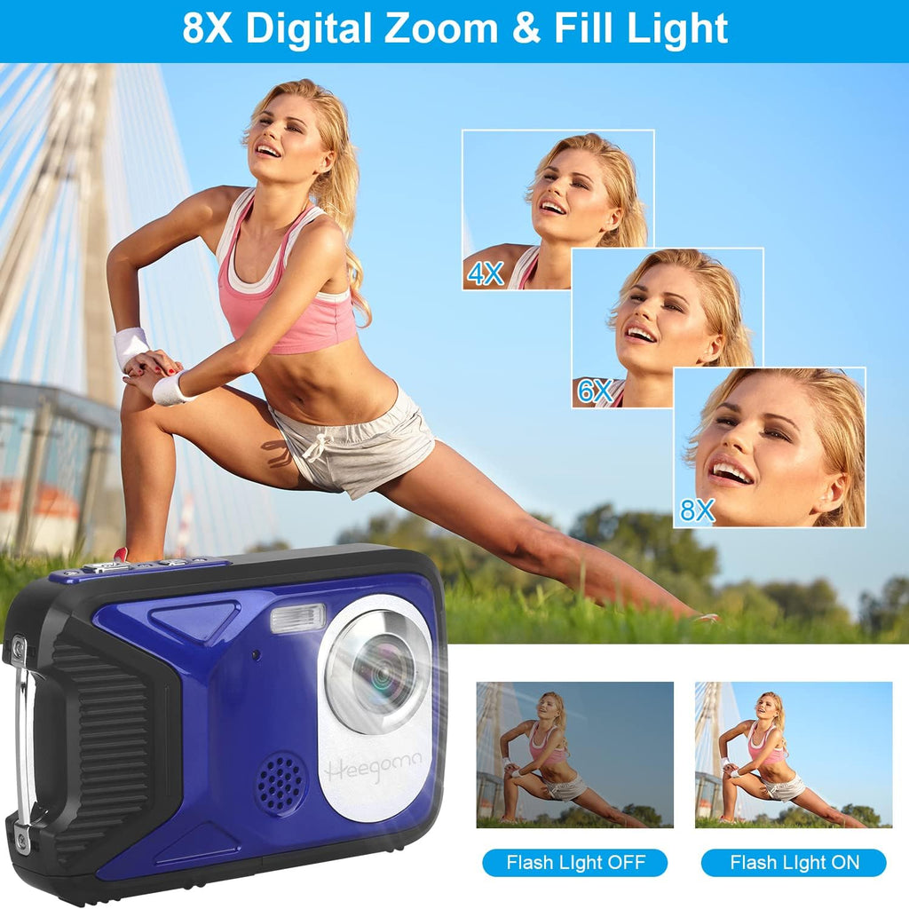 Waterproof 1080P 21MP Digital Camera with 2.8 LCD Screen 8X Zoom A4613