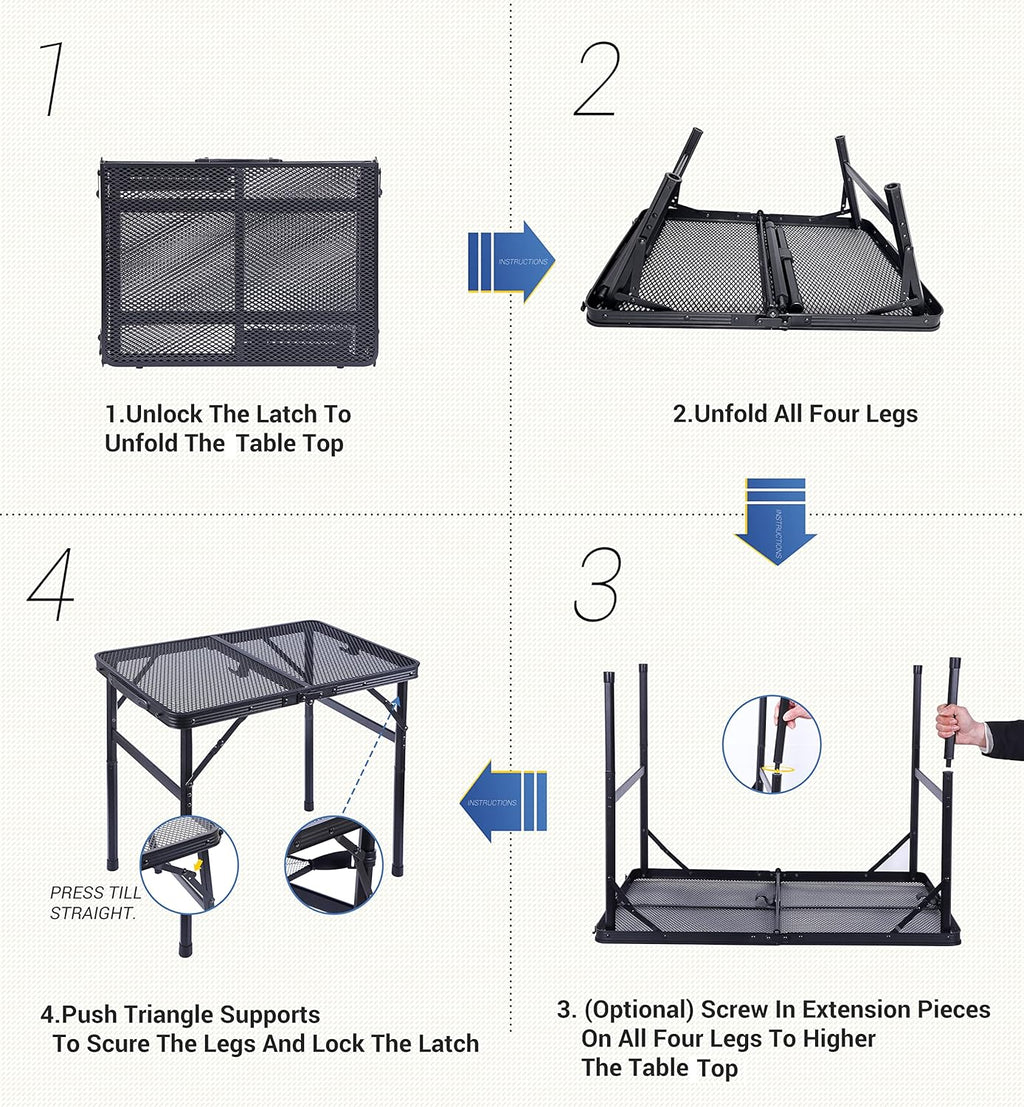 Adjustable Folding Camping Table with Carry Handle S67271