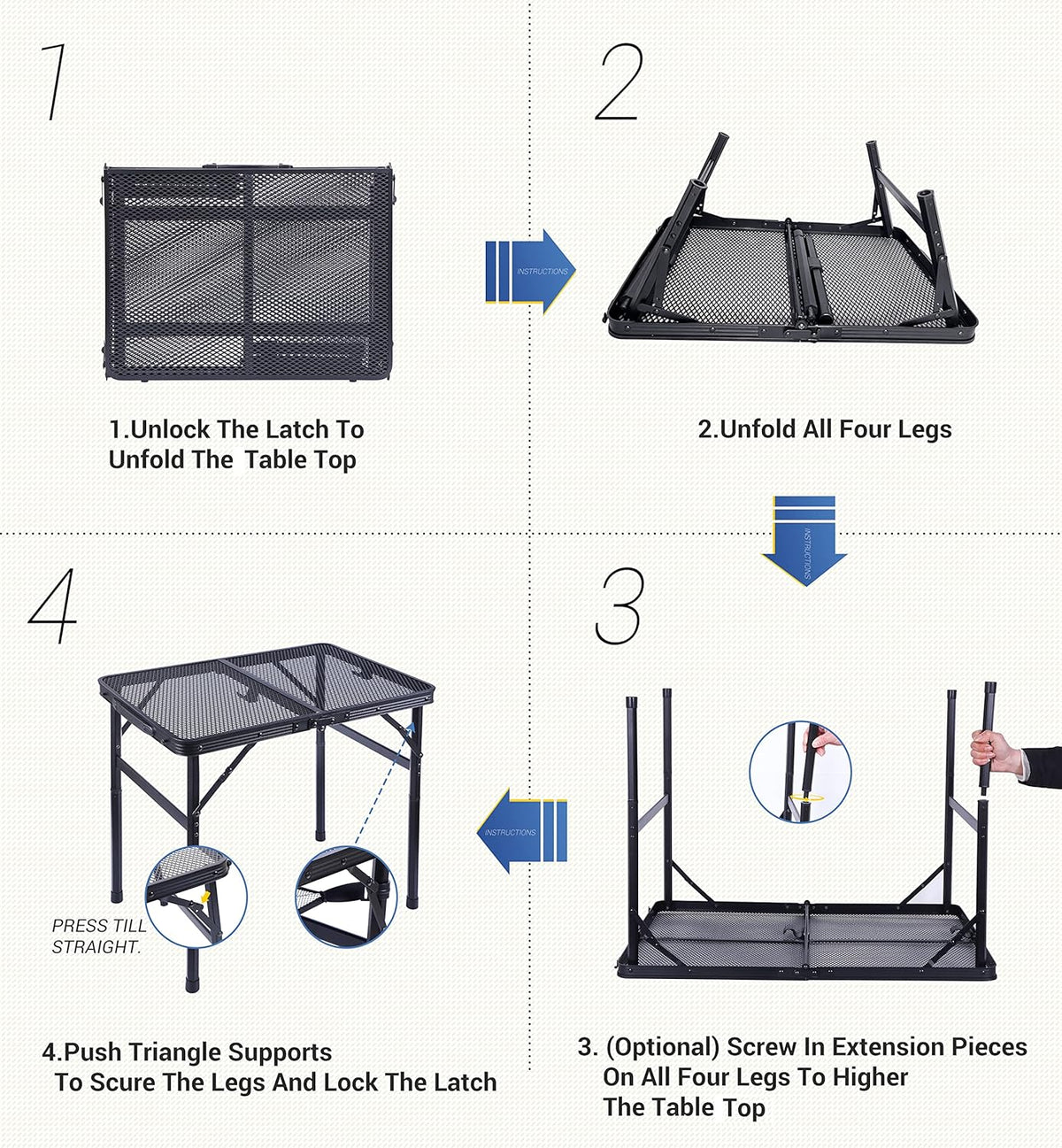 Adjustable Folding Camping Table with Carry Handle S67271