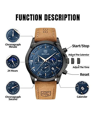 Mens Watch Analog Quartz Chronograph Waterproof Luminous Date Stainless Steel Bracelet W9658