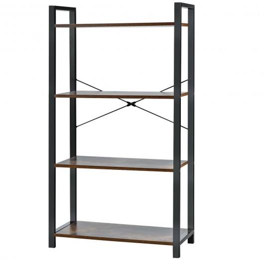 4-Tier Rustic Brown Bookshelf Storage Rack K497