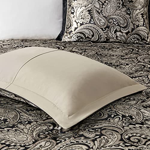 Black 7 Piece Cal King Faux Silk Down Alternative Comforter Set D176