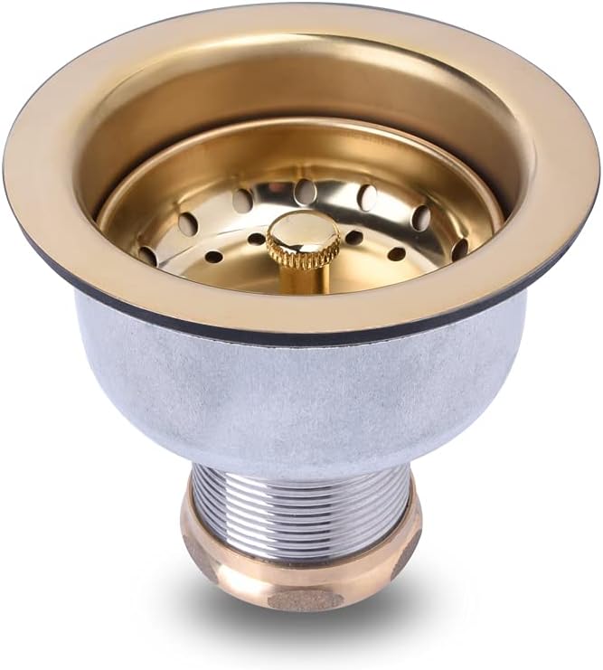 3-1/2 Deep Cup Stainless Steel Kitchen Sink Drain Assembly with Fixed Post Basket W2912