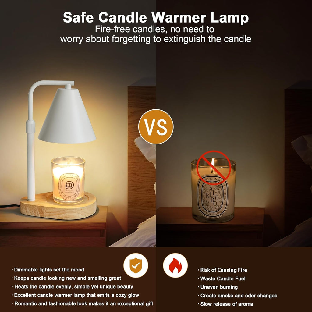 Candle Warmer Lamp with Timer, Adjustable Height Dimmable, 2 Bulbs G903239