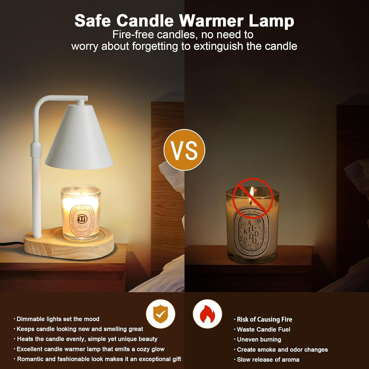 Candle Warmer Lamp with Timer, Adjustable Height Dimmable, 2 Bulbs G903239