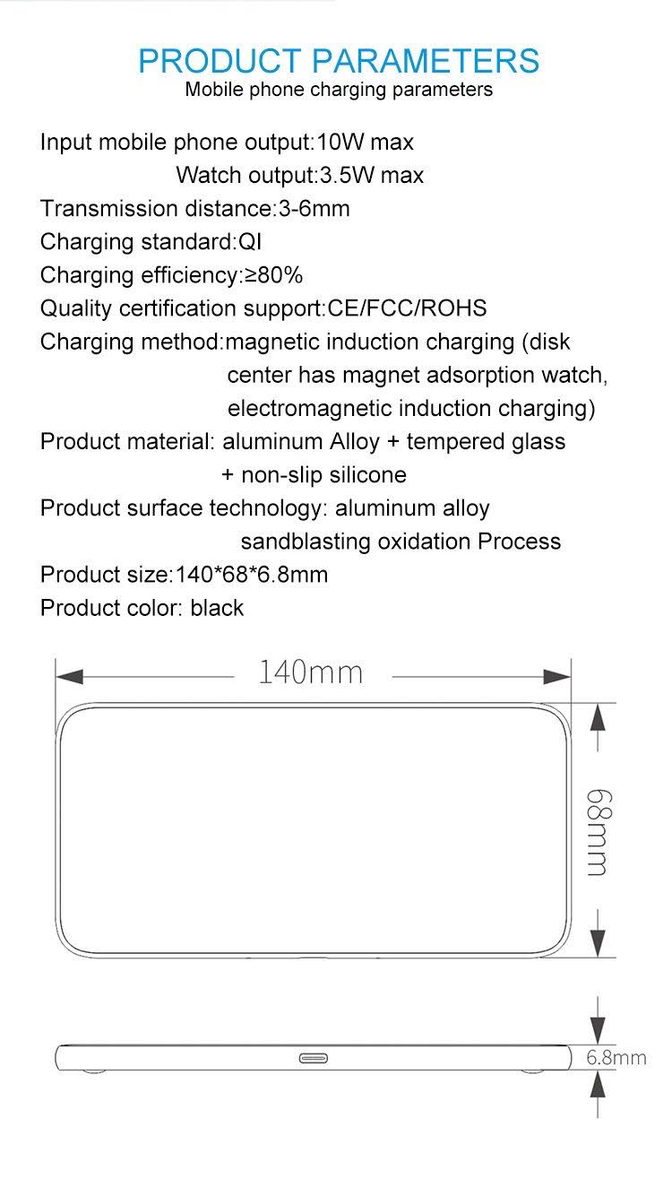 3 in 1 Glass Wireless Charge Pad L3700