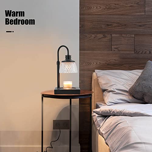 Black Electric Candle Warmer Lamp with 2 Bulbs Height Adjustable Dimmer B513322