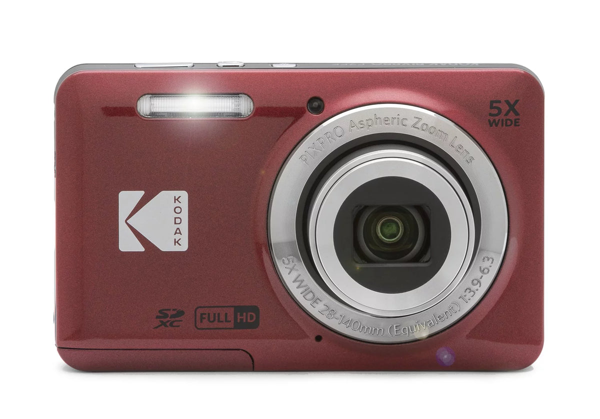 Red Digital Camera with 128GB SDXC Memory Card and Case F488581