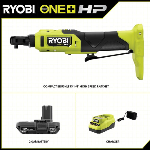 18V 1/4" Brushless Cordless Compact Electric Ratchet Kit with 2.0Ah Lithium Battery and Charger W51967