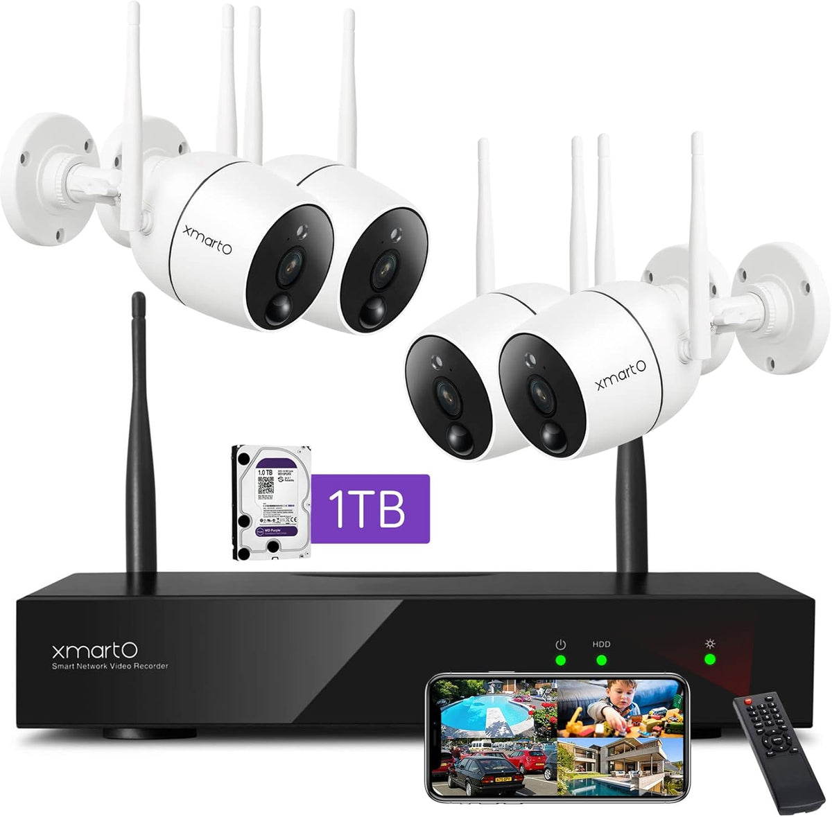 2K HD Wireless Security Camera System with Color Night Vision S27783