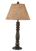 Distressed Black Swirl Table Lamp with Pine Cone Accent 32 in K403
