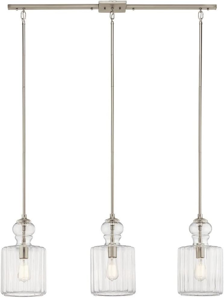 13.75" 1 Light Pendant with Clear Ribbed Glass in Brushed Nickel S223