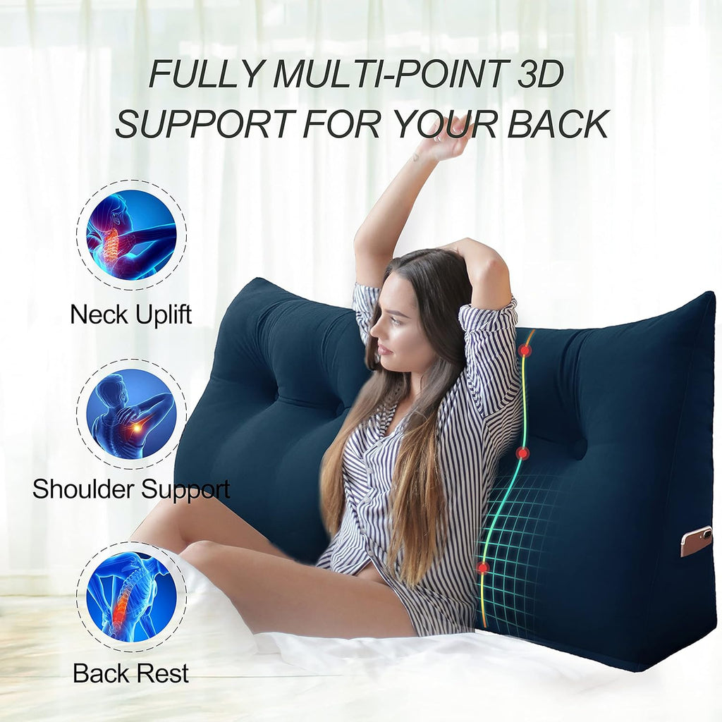 Deep Blue Velvet Large Reading Pillow Y327166
