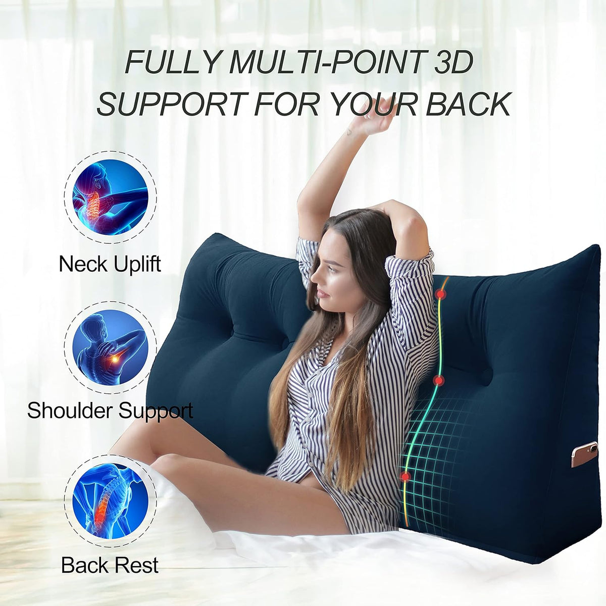 Deep Blue Velvet Large Reading Pillow Y327166
