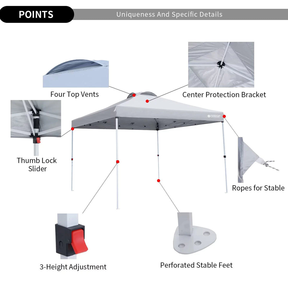 Grey 10x10ft Pop Up Outdoor Canopy Tent with Wheeled Carrying Bag X380