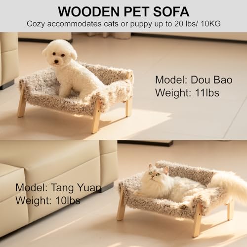 Cat Couch Bed with Removable Mattress Cover (Plush Beige) A60550