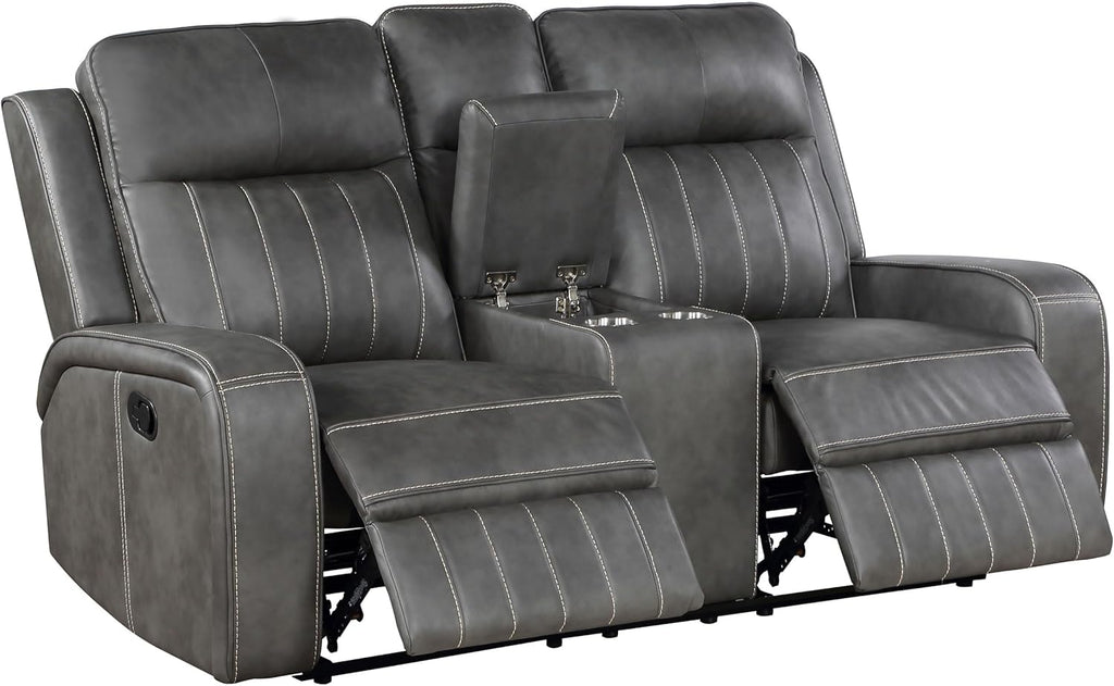 3-Piece Upholstered Motion Reclining Sofa Set Grey S840