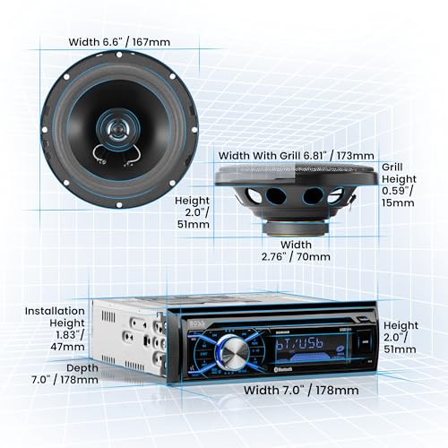 Single Din Bluetooth Car Stereo with 6.5 Inch 2 Way Speakers P595