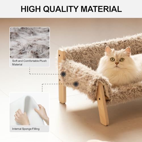 Cat Couch Bed with Removable Mattress Cover (Plush Beige) A60550
