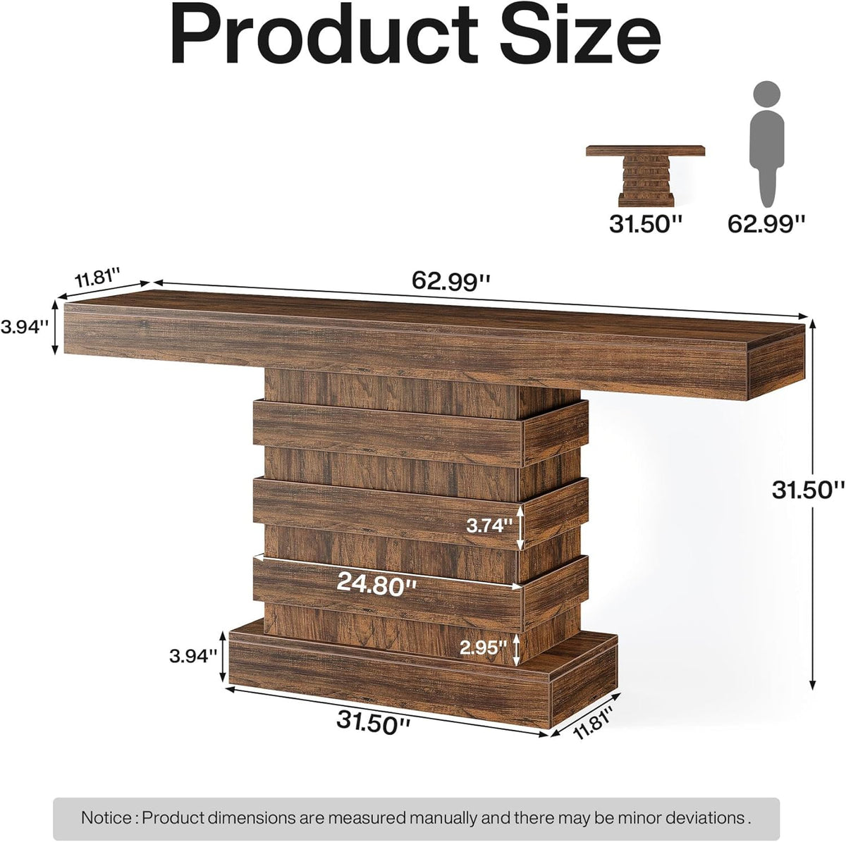 Rustic Brown 63-Inch Wooden Console Table L17707