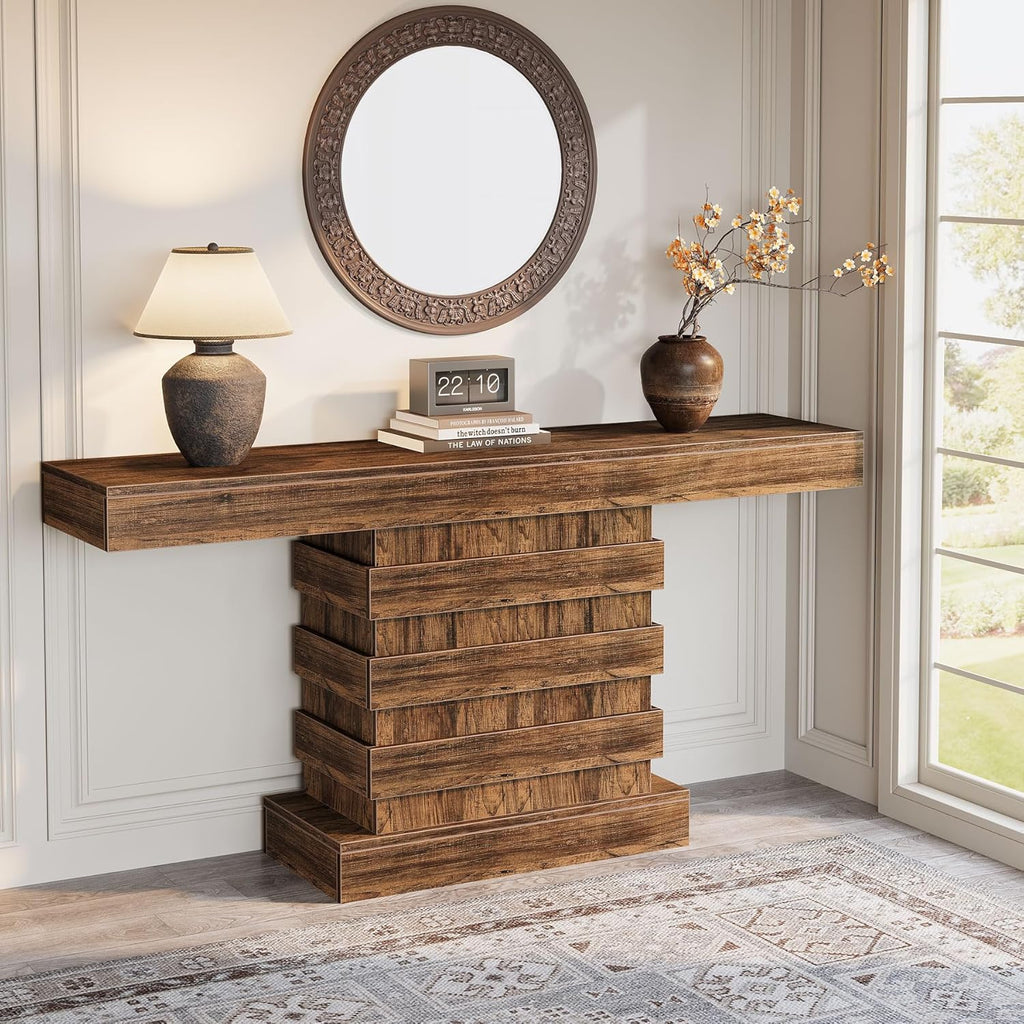 Rustic Brown 63-Inch Wooden Console Table L17707