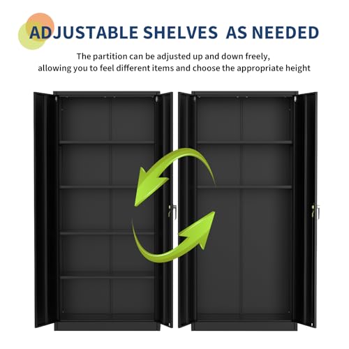 Metal Storage Cabinet with Lock, 4 Adjustable Shelves J420001