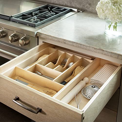 Natural Maple Wood 9 Compartment Silverware Drawer Organizer I1920