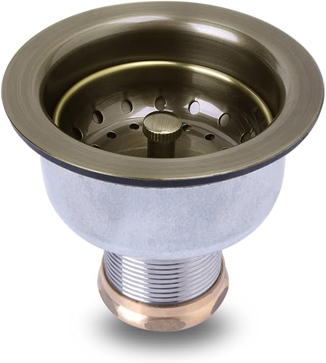 3-1/2 Deep Cup Stainless Steel Kitchen Sink Drain Assembly with Fixed Post Basket W2912