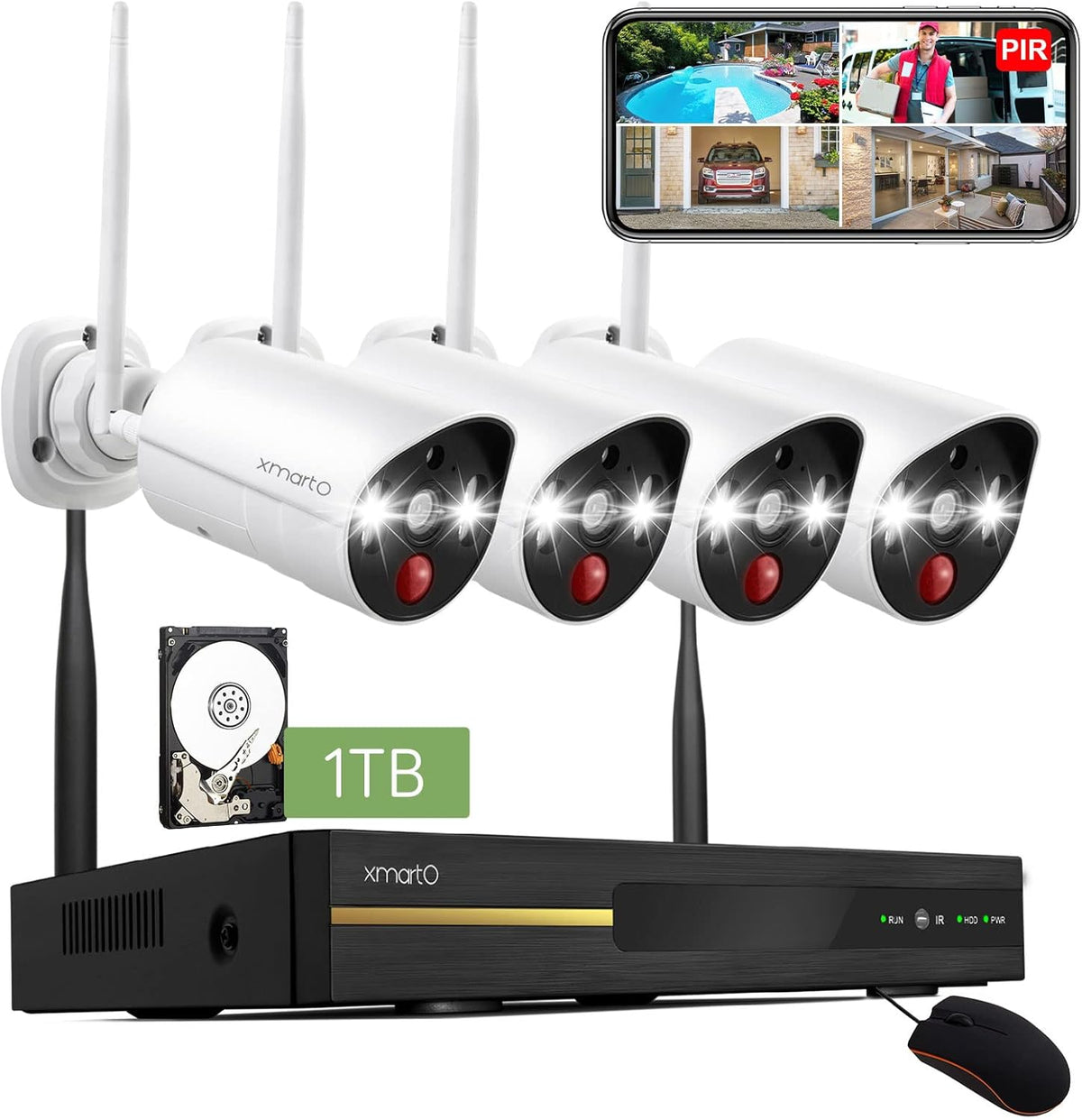 2K HD Wireless Security Camera System with Color Night Vision S27783