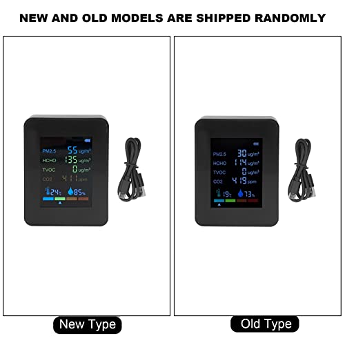 6 in 1 CO2 Meter Humidity Temperature PM2.5 TVOC HCHO Detector Black U247593