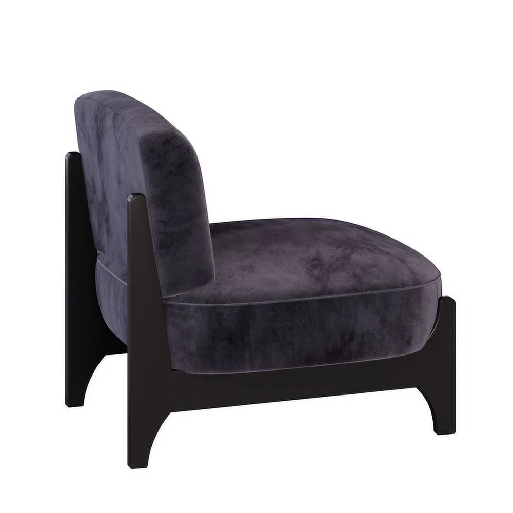 Black Velvet Upholstered Accent Chair with Solid Wood Frame S76433