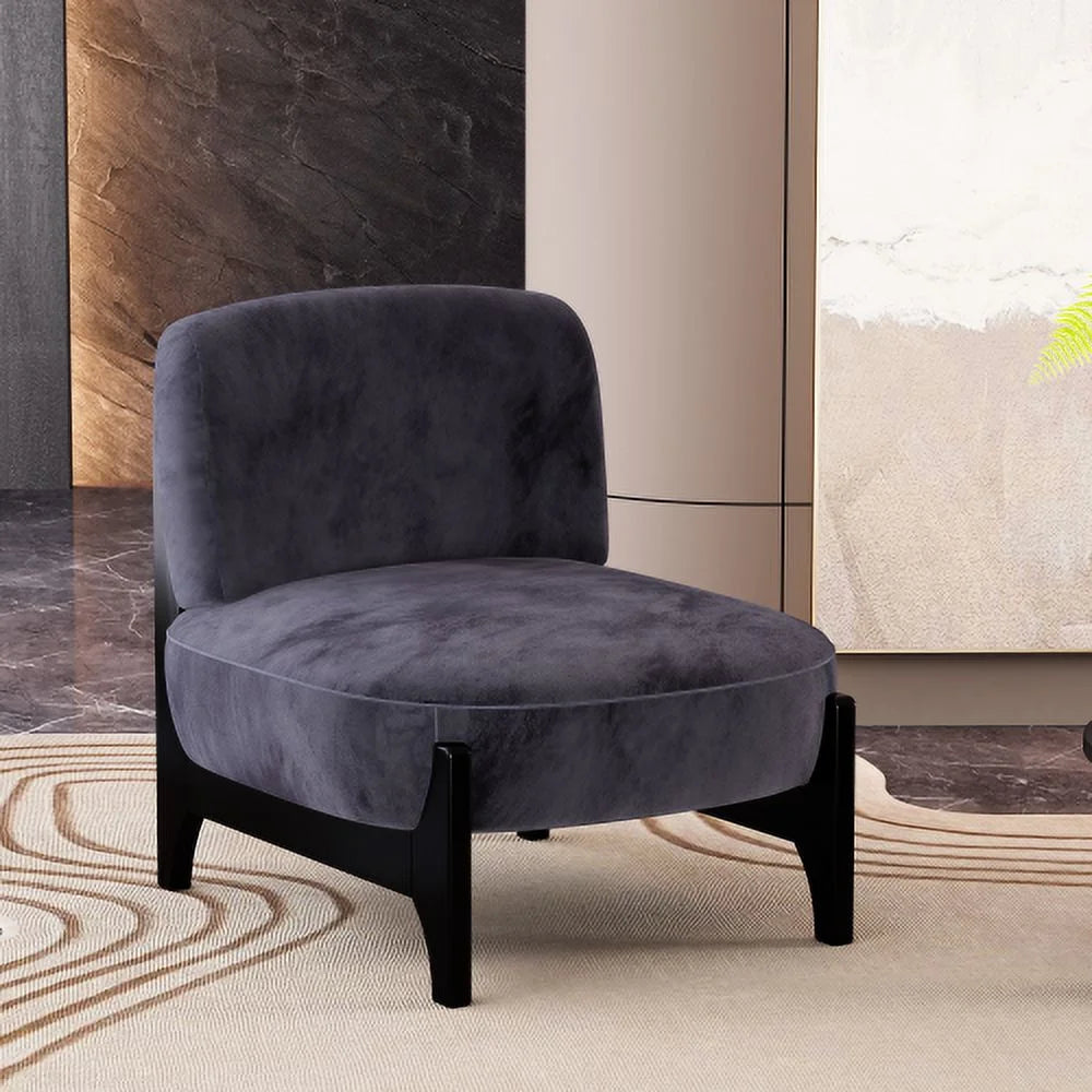 Black Velvet Upholstered Accent Chair with Solid Wood Frame S76433