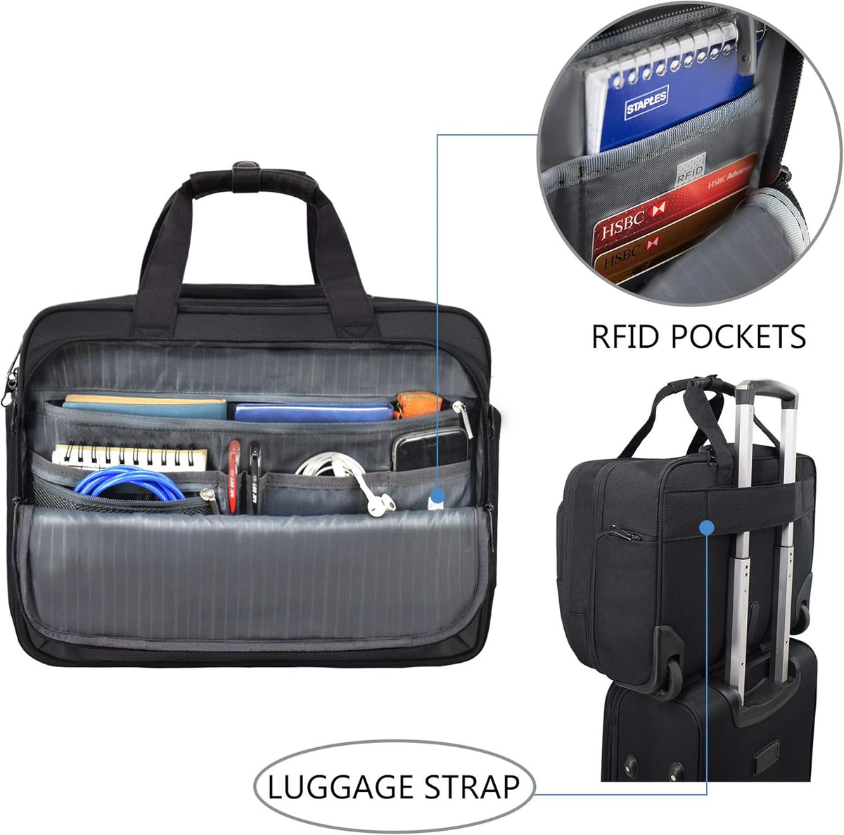 Rolling Laptop Bag Wheeled Briefcase for 17.3 Inch Laptop G401