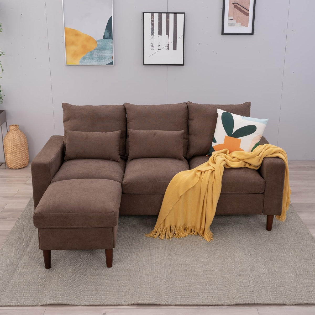 Convertible Sectional L-Shaped Fabric Sofa T813