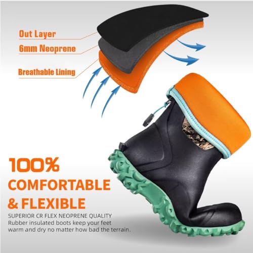 Black 6mm Neoprene Waterproof Insulated Work Boots W114157