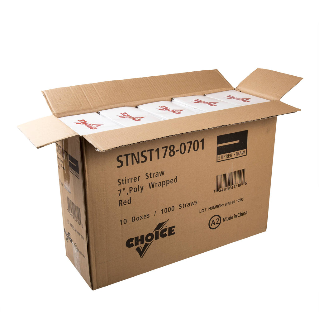 Red Sip Straw/Stirrer, Case of 10,000 Z561320