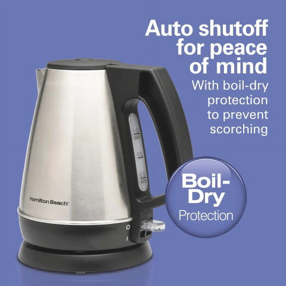 1 Liter Stainless Steel and Black Electric Kettle L51508