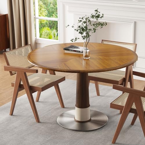 Walnut Round Wooden Dining Table 43.3" P989107