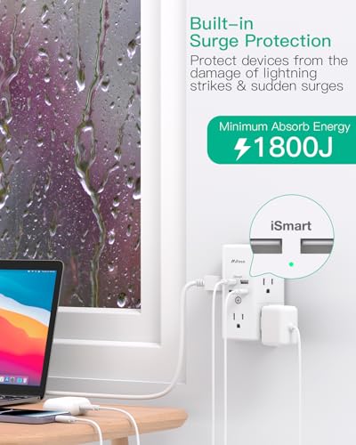 3-Sided Surge Protector Outlet with 4 USB Ports (2 USB C) A66821