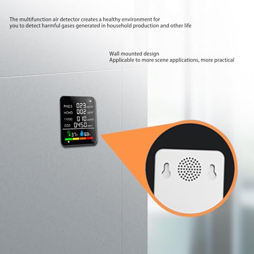 6 in 1 CO2 Meter Humidity Temperature PM2.5 TVOC HCHO Detector Black U247593
